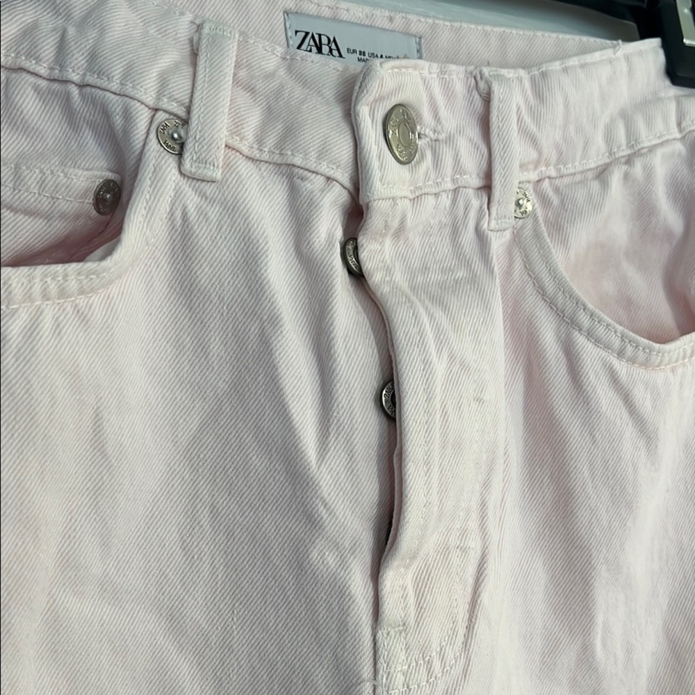 Zara Pink High Rise Jeans Soft Lightweight Denim - Picture 3 of 7